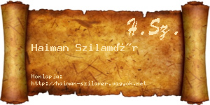 Haiman Szilamér névjegykártya
